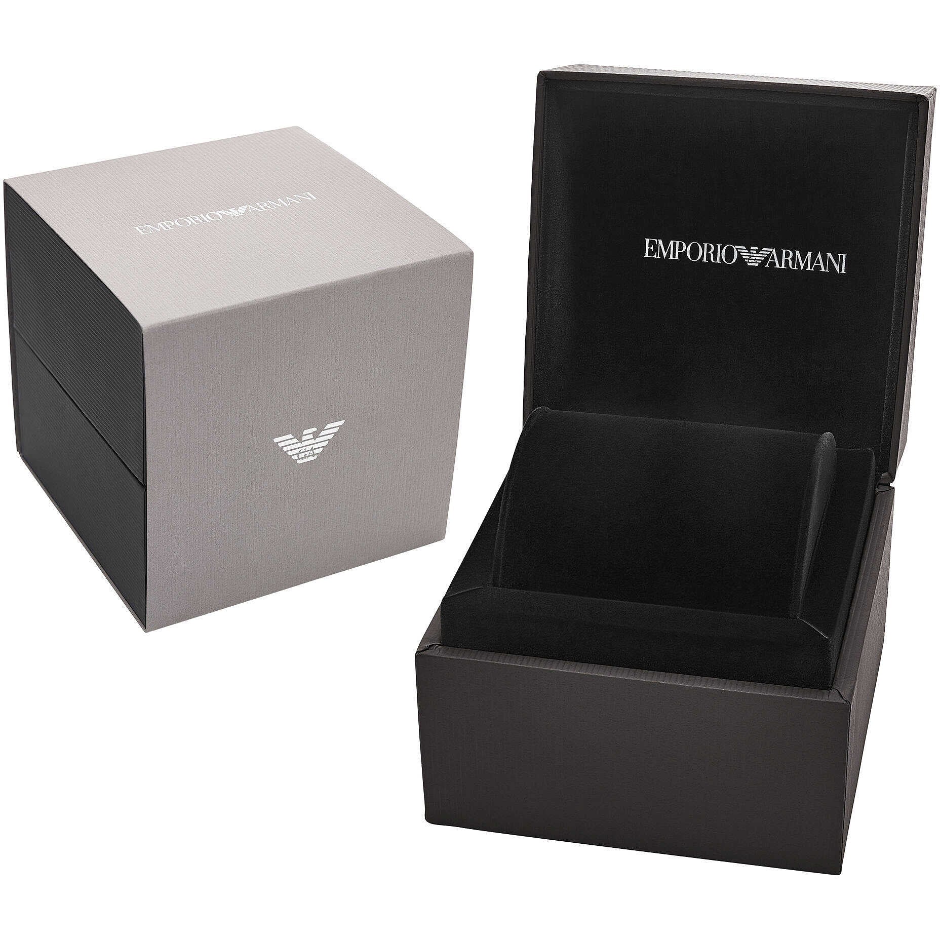 Emporio Armani Classic Crystals Silver Dial Black Leather Strap Watch for Women - AR11660