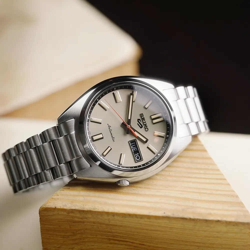  Shop Authentic Seiko 5 Sports SNXS Series Automatic Beige Dial Silver Steel Strap Watch for Men - SRPK91K1 - Luxxuri