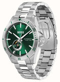  Shop Authentic Hugo Boss Troper Automatic Chronograph Green Dial Silver Steel Strap Watch for Men - 1514200 - Luxxuri