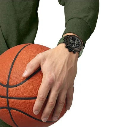 Tissot T Race Chronograph Black Dial Green Rubber Strap Watch for Men - T141.417.37.061.02