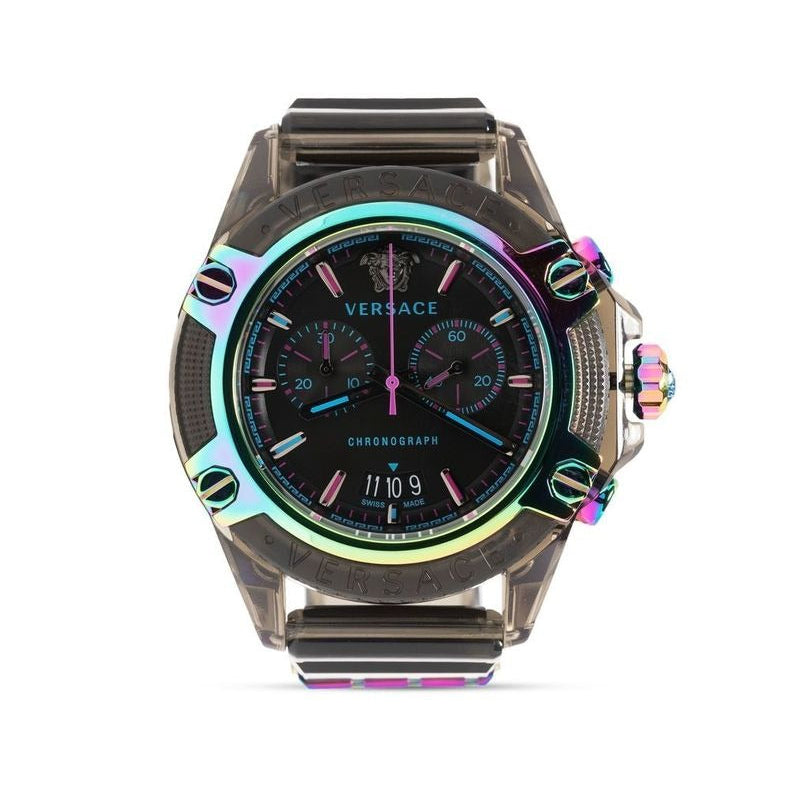  Shop Authentic Versace Icon Active Chronograph Black Dial Grey Silicone Strap Watch for Men - VEZ701022 - Luxxuri