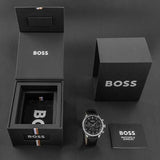  Shop Authentic Hugo Boss Gregor Chronograph Black Dial Black Leather Strap Watch for Men - 1514049 - Luxxuri