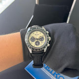  Shop Authentic Seiko Prospex Speedtimer Solar Chronograph Ivory Dial Black Leather Strap Watch for Men - SSC943 - Luxxuri
