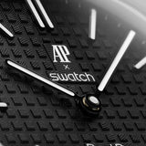 Swatch x AP Royal Pop Black Dial Black Leather Lanyard Watch for Men - Ocho Negro
