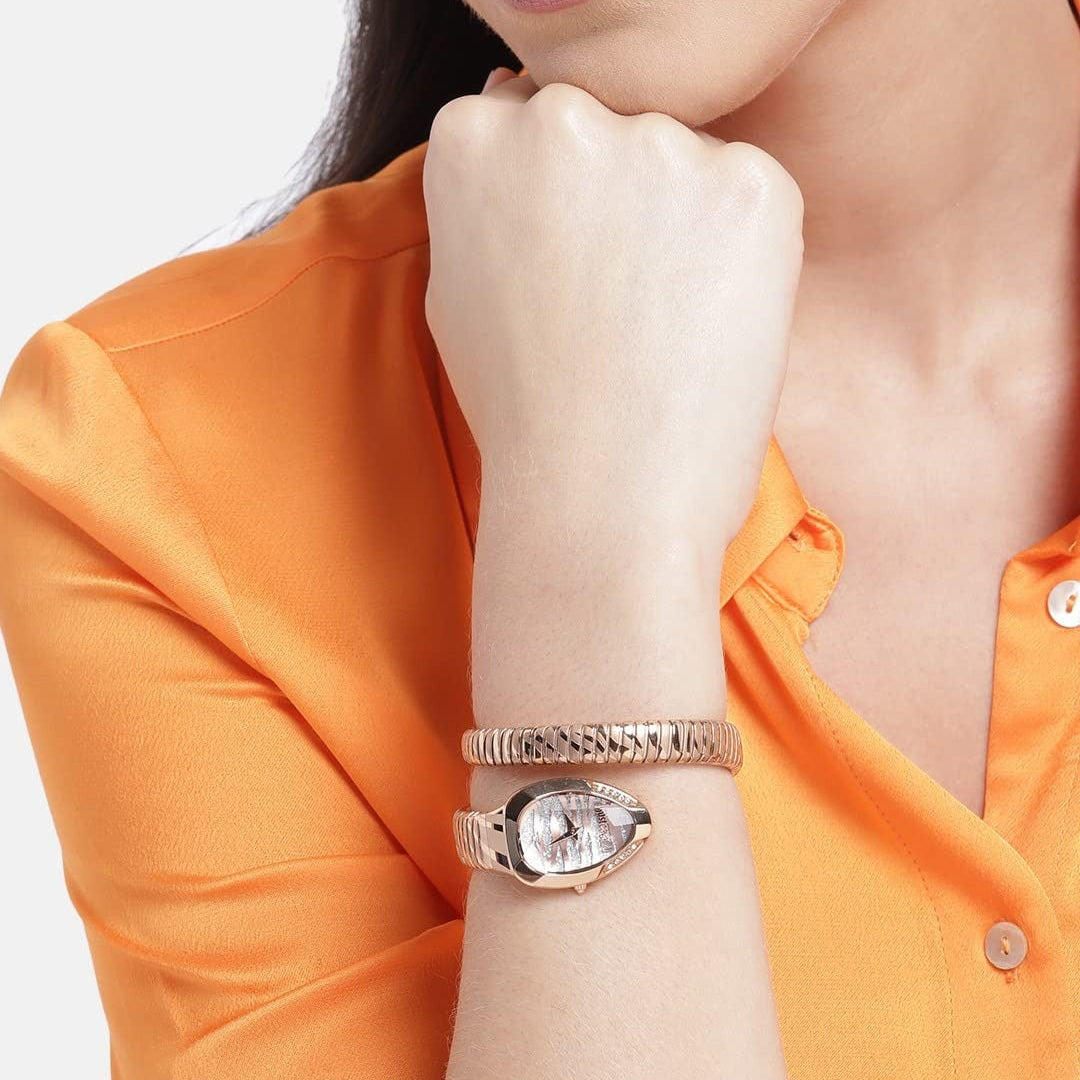 Just Cavalli Taglio White Dial Rose Gold Steel Strap Watch for Women - JC1L225M0055