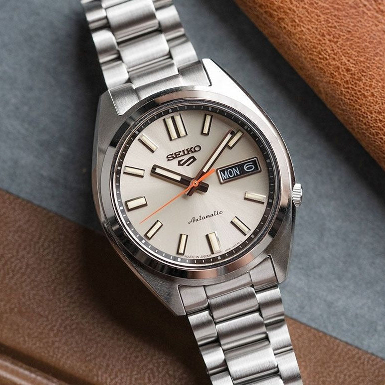  Shop Authentic Seiko 5 Sports SNXS Series Automatic Beige Dial Silver Steel Strap Watch for Men - SRPK91K1 - Luxxuri