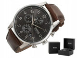  Shop Authentic Hugo Boss Avery Chronograph Grey Dial Brown Leather Strap Watch for Men - 1514155 - Luxxuri