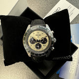  Shop Authentic Seiko Prospex Speedtimer Solar Chronograph Ivory Dial Black Leather Strap Watch for Men - SSC943 - Luxxuri