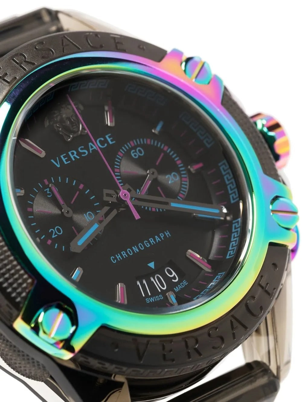 Versace Icon Active Chronograph Black Dial Grey Silicone Strap Watch for Men - VEZ701022