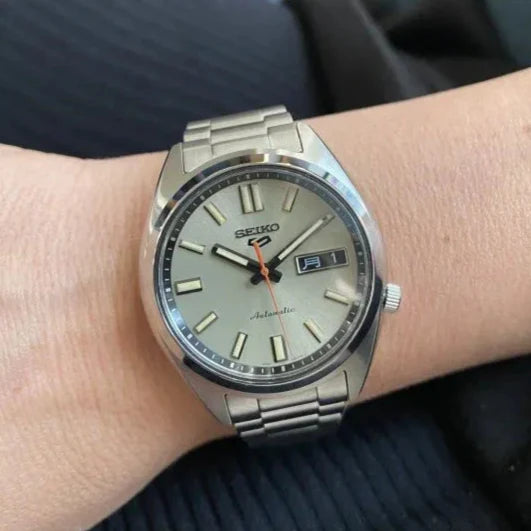  Shop Authentic Seiko 5 Sports SNXS Series Automatic Beige Dial Silver Steel Strap Watch for Men - SRPK91K1 - Luxxuri