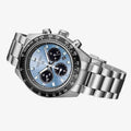 Seiko Prospex Speedtimer 41.4 Solar Chronograph Blue Dial Silver Steel Strap Watch for Men - SSC935