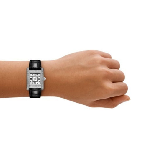  Shop Authentic Emporio Armani Classic Crystals Silver Dial Black Leather Strap Watch for Women - AR11660 - Luxxuri