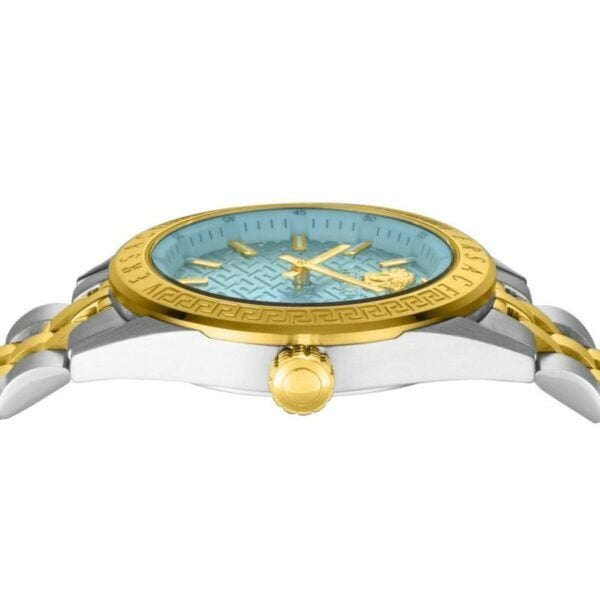  Shop Authentic Versace V-Code Analog Turquoise Dial Two Tone Steel Strap Watch for Women - VE8I00524 - Luxxuri