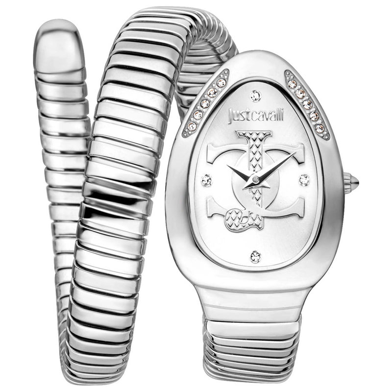 Just Cavalli Serpente Silver Dial Silver Steel Strap Watch for Women - JC1L227M0015