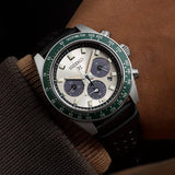  Shop Authentic Seiko Prospex Speedtimer Solar Chronograph Ivory Dial Black Leather Strap Watch for Men - SSC943 - Luxxuri