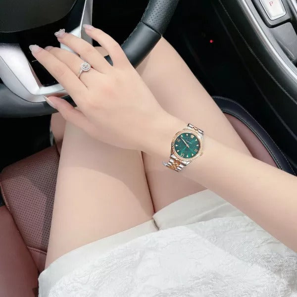  Shop Authentic Versace Hellenyium Quartz Green Dial Two Tone Steel Strap Watch for Women - VE2S00422 - Luxxuri