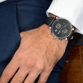  Shop Authentic Hugo Boss Integrity Chronograph Black Dial Black Leather Strap Watch for Men - 1513777 - Luxxuri