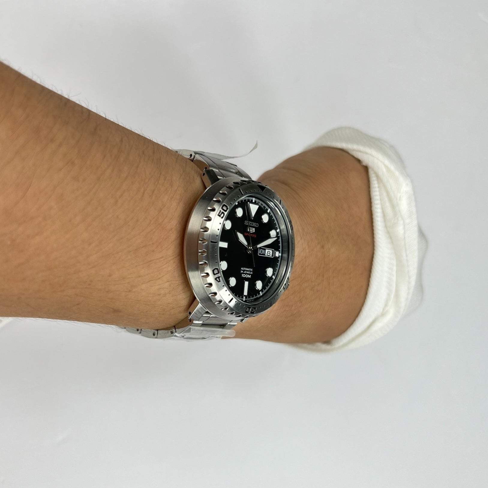  Shop Authentic Seiko 5 Sports Automatic Black Dial Silver Steel Strap Watch for Men - SRPC61J1 - Luxxuri