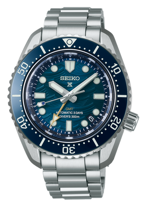 Seiko Prospex 1968 Heritage Divers GMT The Great Wave Limited Edition Blue Dial Silver Steel Strap Watch for Men - SPB509J1
