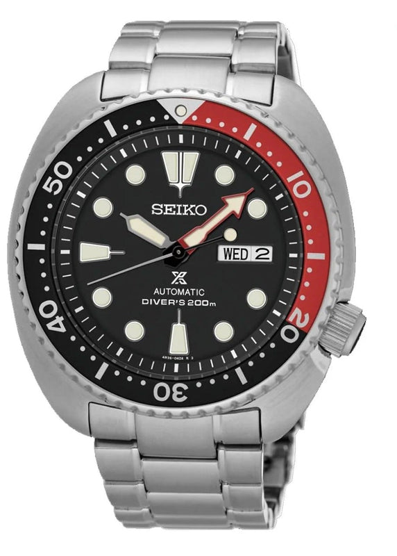 Seiko Prospex Turtle Divers Automatic Black Dial Silver Steel Strap Watch for Men - SRP789J1