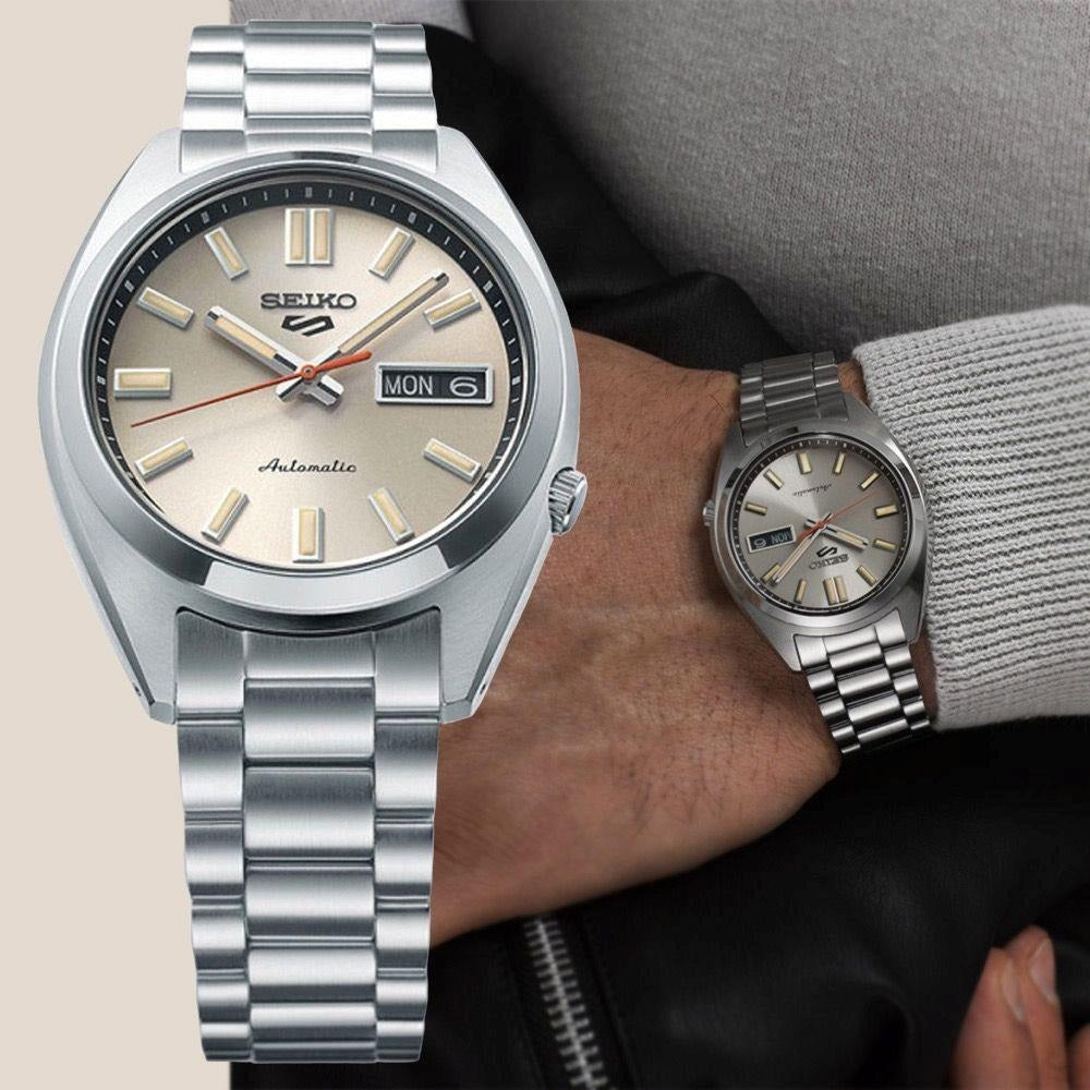  Shop Authentic Seiko 5 Sports SNXS Series Automatic Beige Dial Silver Steel Strap Watch for Men - SRPK91K1 - Luxxuri
