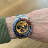  Shop Authentic Seiko Prospex Solar Chronograph 1969 Re-interpretation Orange Dial Silver Steel Strap Watch for Men - SSC947 - Luxxuri