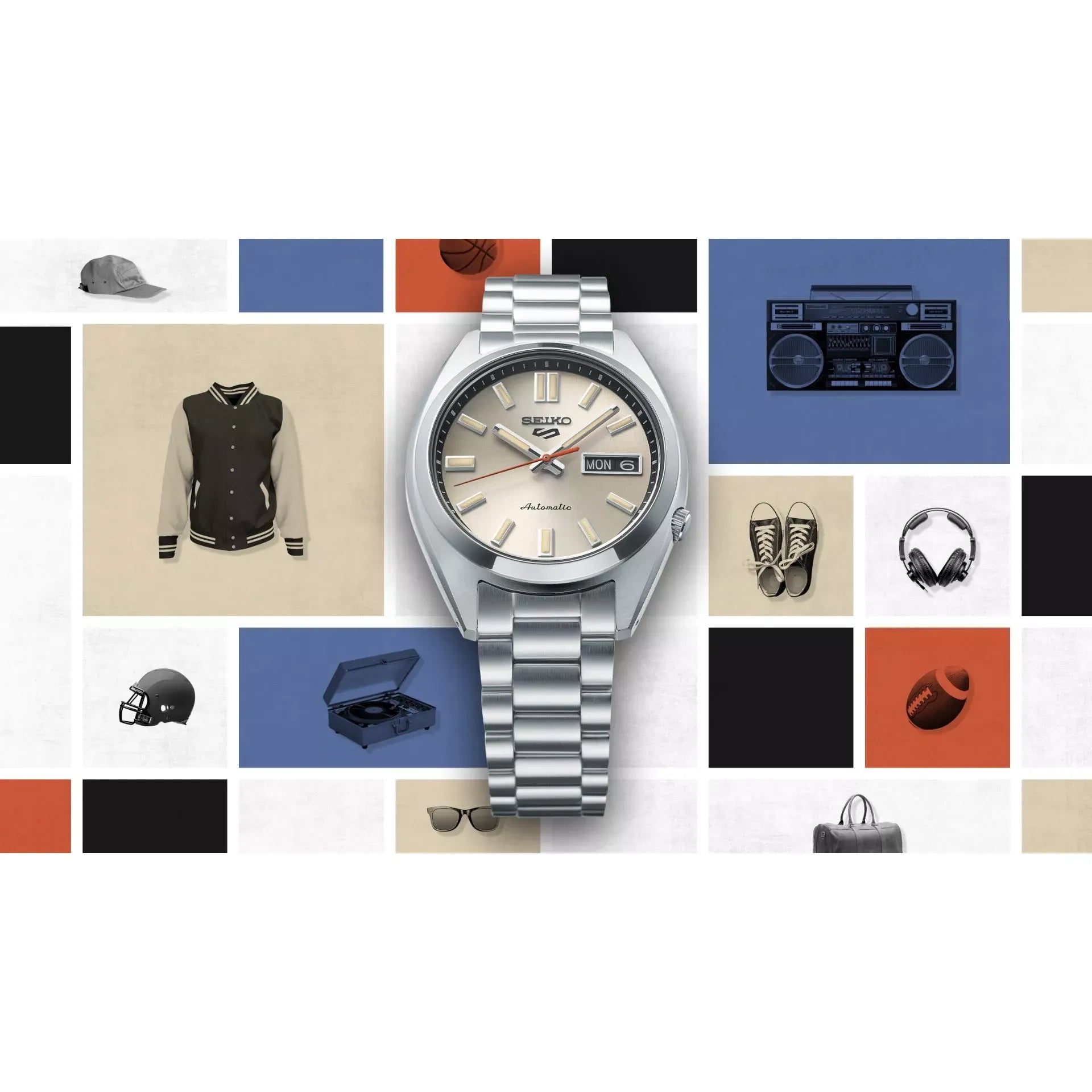  Shop Authentic Seiko 5 Sports SNXS Series Automatic Beige Dial Silver Steel Strap Watch for Men - SRPK91K1 - Luxxuri