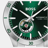  Shop Authentic Hugo Boss Troper Automatic Chronograph Green Dial Silver Steel Strap Watch for Men - 1514200 - Luxxuri