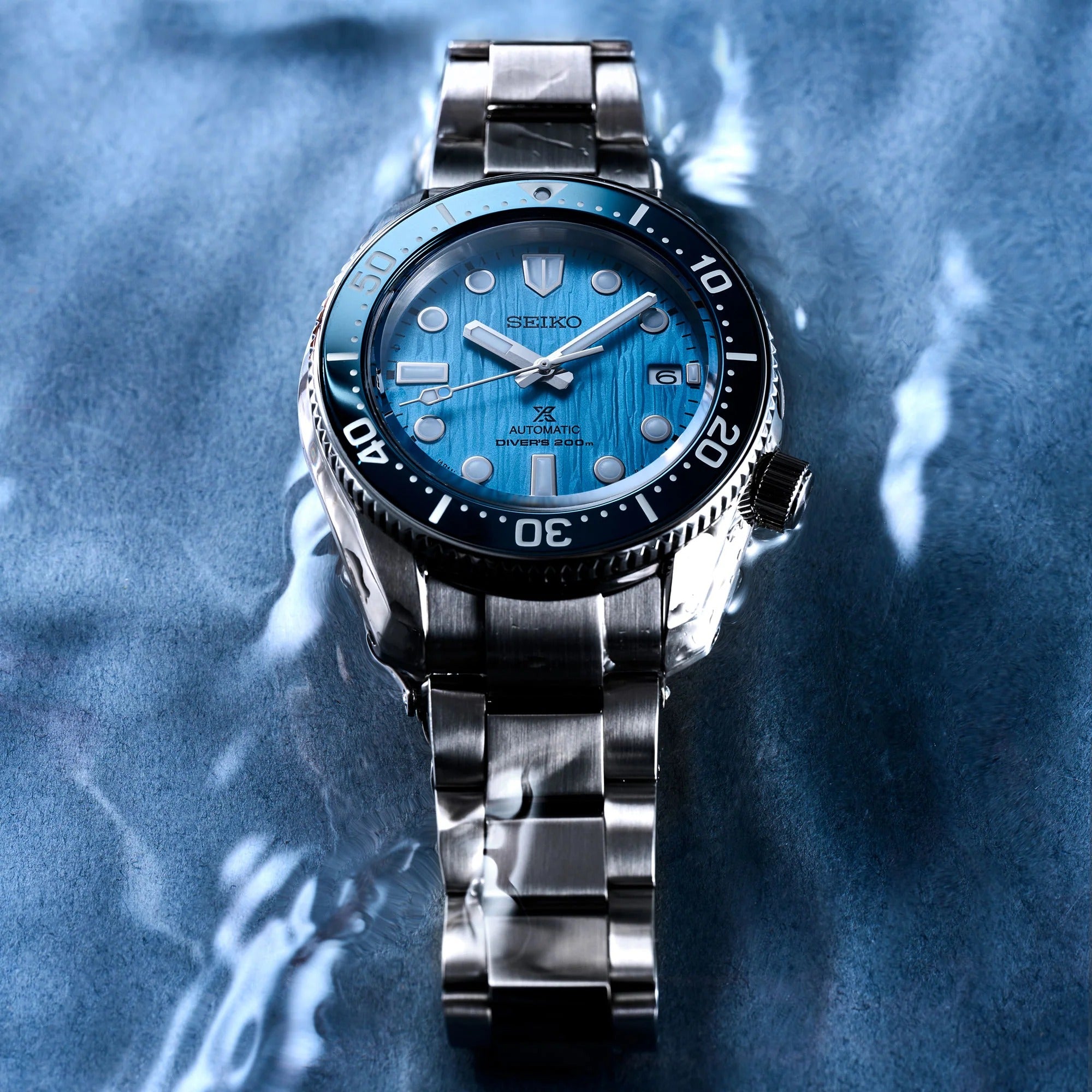 Seiko Prospex Glacier Save The Ocean Special Edition Automatic Blue Dial Silver Steel Strap Watch for Men - SPB299J1
