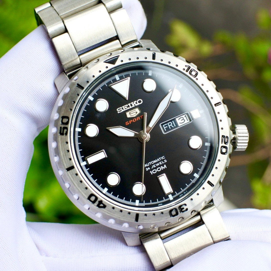  Shop Authentic Seiko 5 Sports Automatic Black Dial Silver Steel Strap Watch for Men - SRPC61J1 - Luxxuri