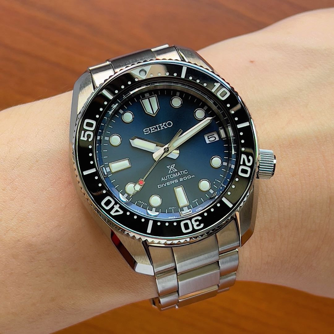 Seiko Prospex Marinemaster Automatic Scuba Divers Blue Dial Silver Steel Strap Watch for Men - SPB187J1