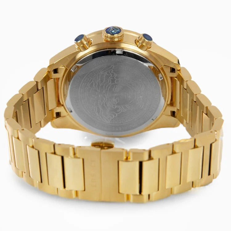  Shop Authentic Versace Greca Dome Chronograph Black Dial Gold Steel Strap Watch for Men - VE6K00523 - Luxxuri