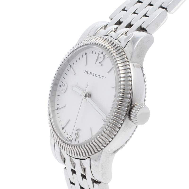  Shop Authentic Burberry Utilitarian White Dial Silver Steel Strap Watch for Women - BU7856 - Luxxuri