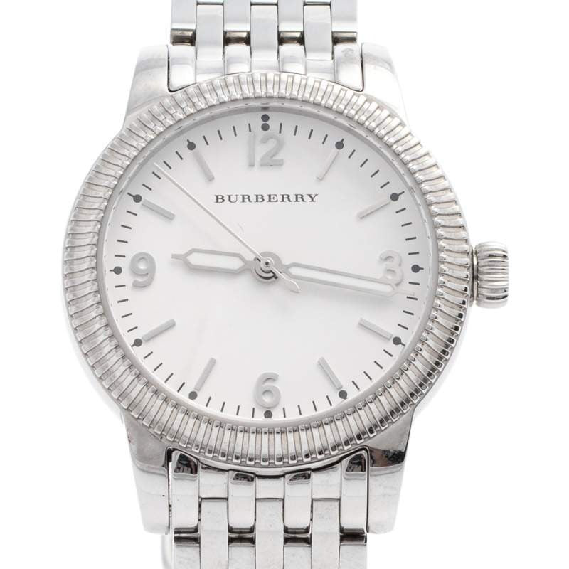  Shop Authentic Burberry Utilitarian White Dial Silver Steel Strap Watch for Women - BU7856 - Luxxuri