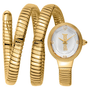 Just Cavalli After Party Silver Dial Gold Steel Strap Watch for Women - JC1L269M0025