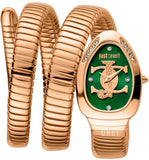 Just Cavalli Glam Evo 5 Green Dial Rose Gold Steel Strap Watch for Women - JC1L228M0055