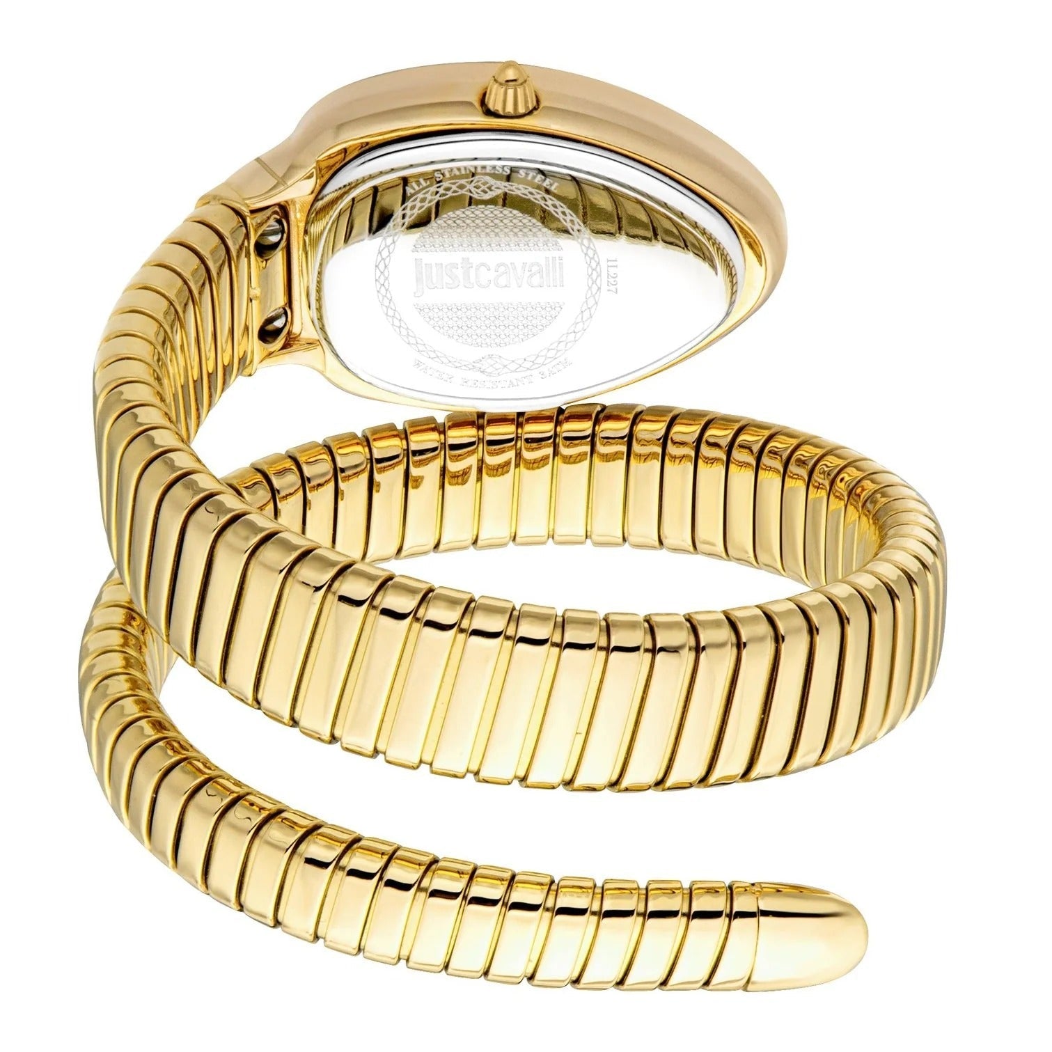 Just Cavalli Glam Evo 5 Silver Dial Gold Steel Strap Watch for Women - JC1L227M0035