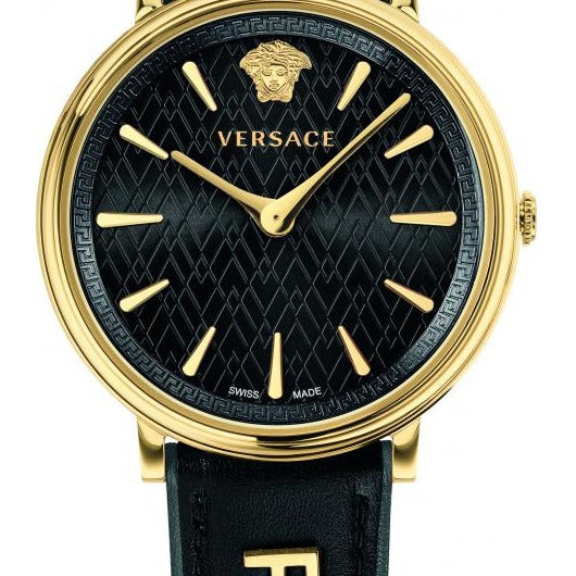  Shop Authentic Versace V Circulus Quartz Black Dial Black Leather Strap Watch for Women - VBP12017 - Luxxuri