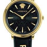  Shop Authentic Versace V Circulus Quartz Black Dial Black Leather Strap Watch for Women - VBP12017 - Luxxuri