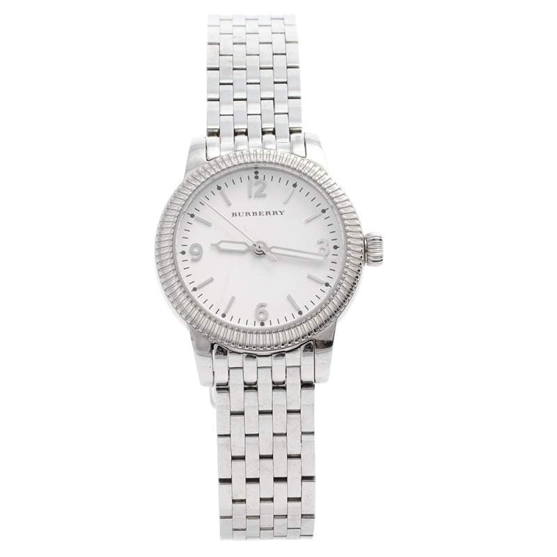  Shop Authentic Burberry Utilitarian White Dial Silver Steel Strap Watch for Women - BU7856 - Luxxuri