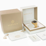  Shop Authentic Versace Greca Dome Chronograph Black Dial Gold Steel Strap Watch for Men - VE6K00523 - Luxxuri