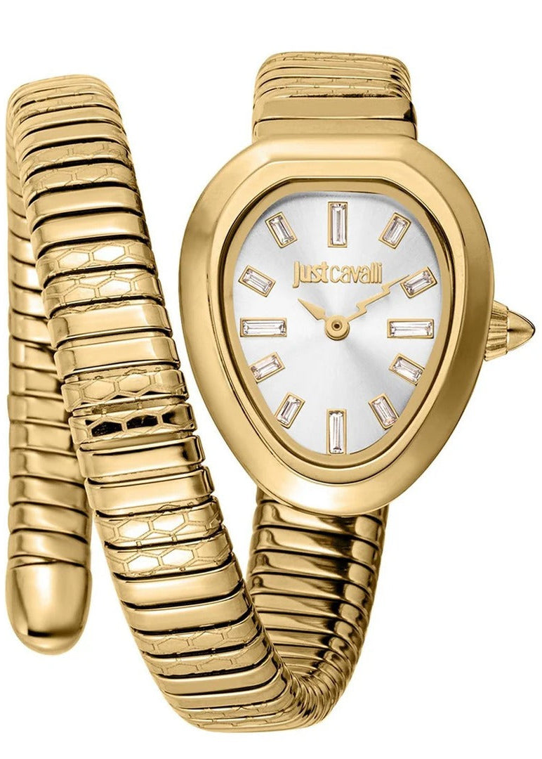 Just Cavalli Aversa Silver Dial Gold Steel Strap Watch for Women - JC1L222M0025