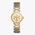 Tory Burch Reva Gold Dial Two Tone Steel Strap Watch for Women - TBW4016