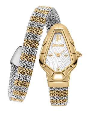 Just Cavalli Fiamma Silver Dial Two Tone Steel Strap Watch for Women - JC1L426M0055