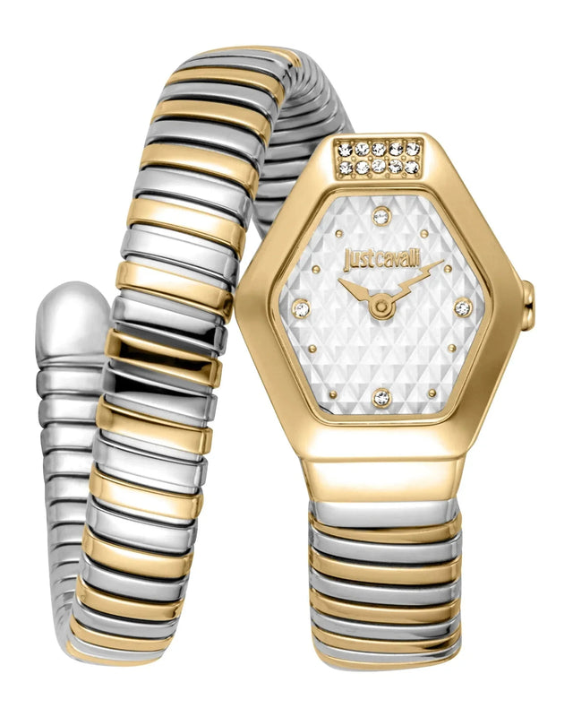Just Cavalli Splora Silver Dial Two Tone Steel Strap Watch for Women - JC1L394M0055