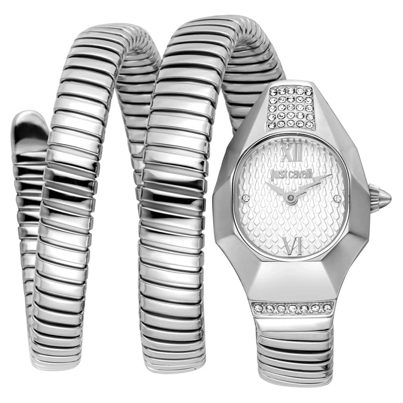 Just Cavalli Lunara Silver Dial Silver Steel Strap Watch for Women - JC1L397M0015