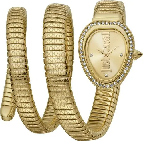 Just Cavalli Doppio Gold Dial Gold Steel Strap Watch for Women - JC1L163M0025