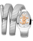 Just Cavalli Glam Evo 5 Silver Dial Silver Steel Strap Watch for Women - JC1L228M0015
