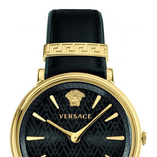  Shop Authentic Versace V Circulus Quartz Black Dial Black Leather Strap Watch for Women - VBP12017 - Luxxuri