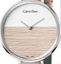 Shop Authentic Calvin Klein Rise White Beige Dial Beige Leather Strap Watch for Women - K7A231XH - Luxxuri
